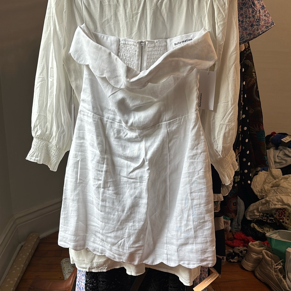 Reformation Isles Linen Dress White - Size 6 - Picture 2 of 4
